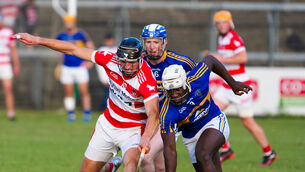 <p>Courcey’s Jerry O’Neill and Carrigtwohill’s Justin Oke battle for possession. Pic: Noel Sweeney</p> <p>Courcey’s Jerry O’Neill and Carrigtwohill’s Justin Oke battle for possession. Pic: Noel Sweeney</p>