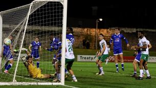 <p>Darragh Crowley scores late on. Pic: Michael P Ryan/Sportsfile</p>