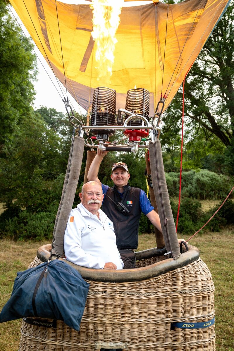 Joe and Zack Daly in the basket after a gentle landing following their sunrise flight in the Discover Waterford balloon. Picture: Chani Anderson Joe and Zack Daly in the basket after a gentle landing following their sunrise flight in the Discover Waterford balloon. Picture: Chani Anderson