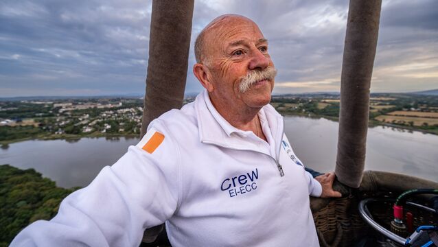 <p>Pilot Joe Daly enjoying the view from the basket of the Discover Waterford balloon during a sunrise flight. As an 18th birthday surprise, Joe transferred the registration of the balloon to his son Zack. Picture: Chani Anderson</p>