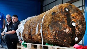 A 1.8 tonne bomb which had to be defused after being found in Frankfurt, Germany (AP Photo/Michael Probst, File) A 1.8 tonne bomb which had to be defused after being found in Frankfurt, Germany (AP Photo/Michael Probst, File)