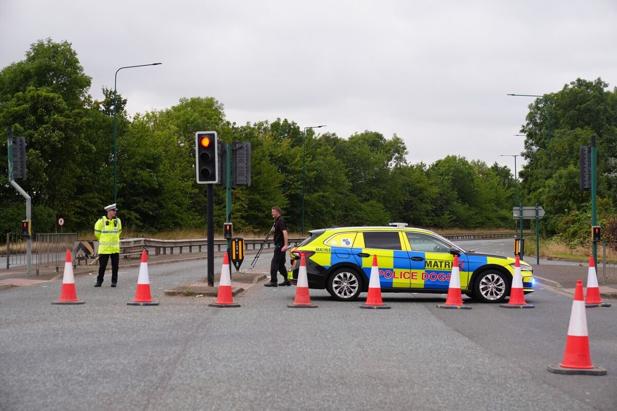A police cordon at the scene of a fatal crash involving a police car and a Volkswagen Passat on the A66 in South Bank, near Middlesbrough. Picture: Owen Humphreys/PA Wire