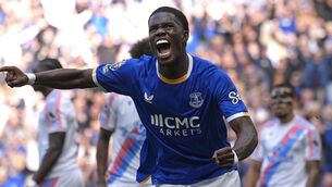 <p>Thierno Barry celebrates Everton’s second goal (Peter Byrne/PA)</p> <p>Thierno Barry celebrates Everton’s second goal (Peter Byrne/PA)</p>
