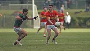 <p>Castlebar Mitchels Sean Morahan looks to get past Ballina Stephenites Sam Callinan. Pic: Conor McKeown</p> <p>Castlebar Mitchels Sean Morahan looks to get past Ballina Stephenites Sam Callinan. Pic: Conor McKeown</p>