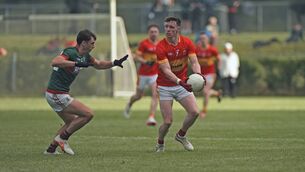 <p>Castlebar Mitchels Sean Morahan looks to get past Ballina Stephenites Sam Callinan. Pic: Conor McKeown</p> <p>Castlebar Mitchels Sean Morahan looks to get past Ballina Stephenites Sam Callinan. Pic: Conor McKeown</p>