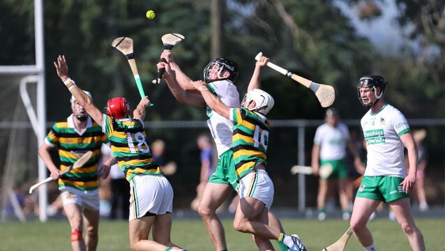 <p>ROY OF THE ROVERS: Conor McCarthy and Lee Quilligan challenge Conor Noonan, Kanturk for the ball. Pic: Jim Coughlan.</p>