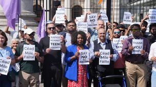 <p>People taking part in a silent protest for migrant workers and their families outside the Department of the Taoiseach on August 13, 2025 following a spate of attacks on members of the Indian community. Picture: PA</p> <p>People taking part in a silent protest for migrant workers and their families outside the Department of the Taoiseach on August 13, 2025 following a spate of attacks on members of the Indian community. Picture: PA</p>