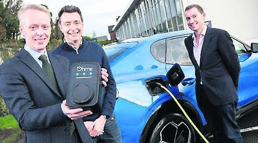 Entrepreneur and Ohme CEO David Watson, second from left, with John Manning of Ford Ireland and Ohme director Patrick McDonald announcing an EV charging partnership between Ohme and Ford earlier this year. File picture