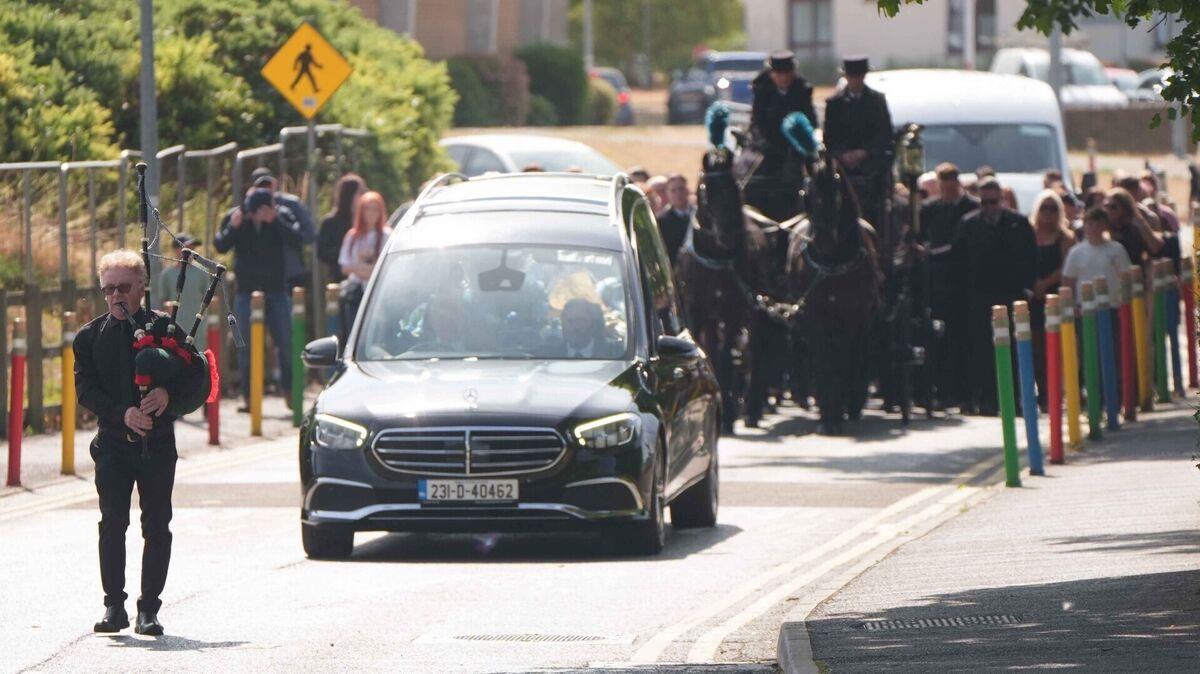 The cortege for Jeremy O'Brien arrives at The Holy Family Church in Askea, Co Carlow. Picture: Niall Carson/PA The cortege for Jeremy O'Brien arrives at The Holy Family Church in Askea, Co Carlow. Picture: Niall Carson/PA