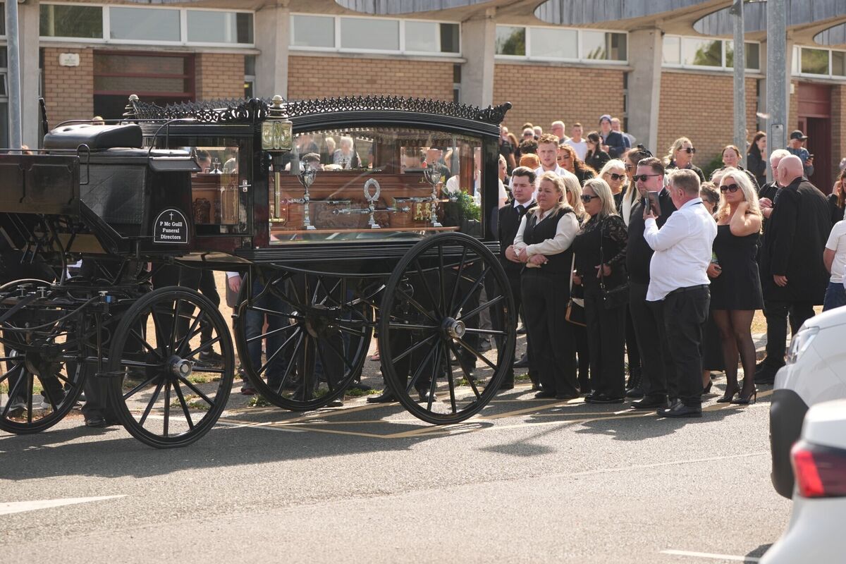 Mourners at the funeral for Jeremy O'Brien in Askea, Co Carlow. Picture: Niall Carson/PA Mourners at the funeral for Jeremy O'Brien in Askea, Co Carlow. Picture: Niall Carson/PA