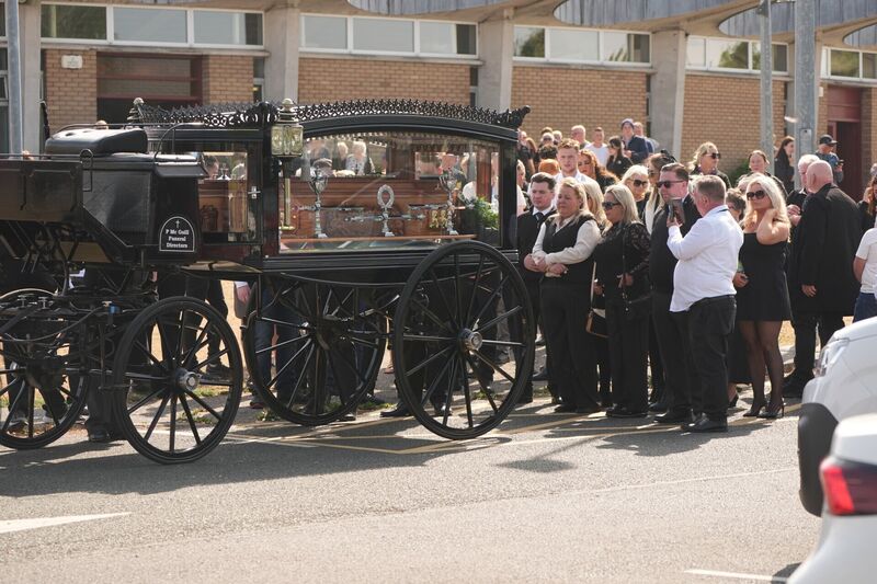 Mourners at the funeral for Jeremy O'Brien in Askea, Co Carlow. Picture: Niall Carson/PA Mourners at the funeral for Jeremy O'Brien in Askea, Co Carlow. Picture: Niall Carson/PA