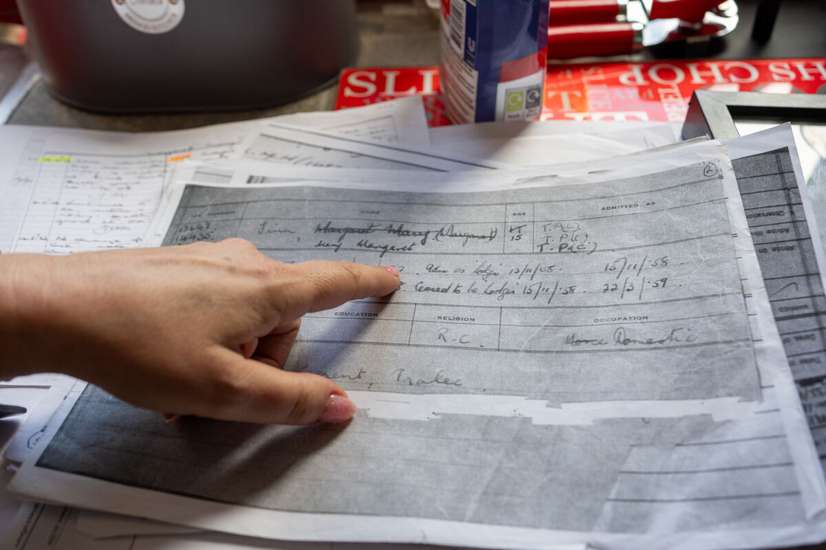 Copies of some of the original documentation pertaining to the time Mary Donovan’s mother Margaret spent at bessborough. Picture: Noel Sweeney