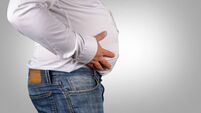 Over weight - Fat man shows his belly