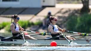 <p>Mags Cremen and Zoe Hyde will go in the semi-final of the women's double on Wednesday at the World Rowing Championships. Pic: Benedict Tufnell/Sportsfile </p>