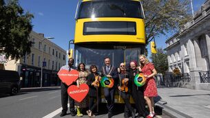 <p>Lord Mayor Cllr Damian Boylan with Bus Éireann representative Farai Tawanda, Local Swing Dancer Rosie Roccaforte, musicians from Cork Light Orchestra Olive Vaughan, Neal Dunnigan, Virginia Giglio and local swing dancer Clodagh Hurley launching Culture Night Cork City. Picture: Darragh Kane</p>