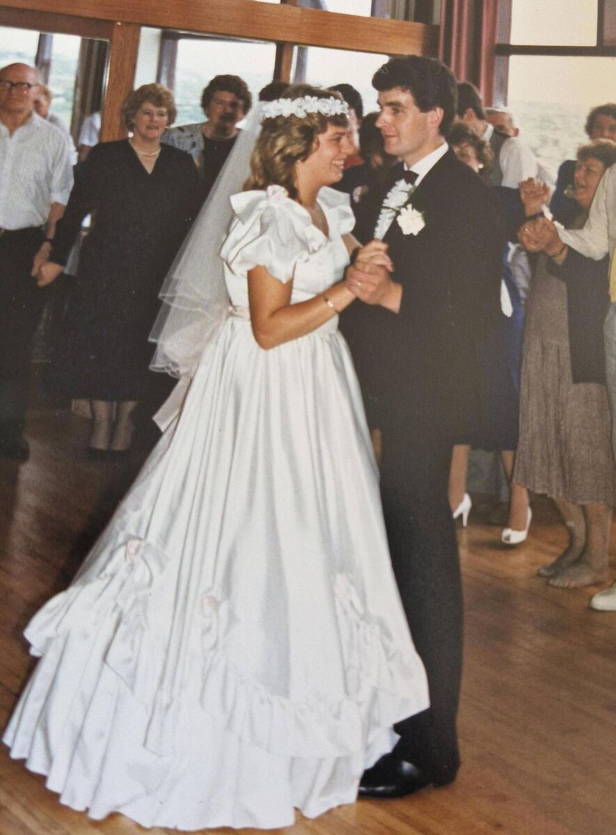 Máire Uí Rabhartaigh and her husband Martin on their wedding day on June 25, 1988.