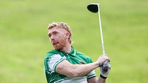 <p>FORE: Cian Lynch playing Golf as the Munster Rugby Legends take on the Limerick Hurling Legends. Pic: ©INPHO/Tom Maher.</p>
