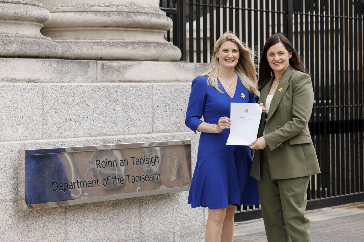 Averil Power, CEO of the Irish Cancer Society and Catherine Ardagh, Fianna Fáil TD, who first proposed initial Right to Be Forgotten legislation on back of Irish Cancer Society campaign, at Government buildings following memo to Cabinet of Central Bank (Amendment) Bill 2025. Picture: Andres Poveda Averil Power, CEO of the Irish Cancer Society and Catherine Ardagh, Fianna Fáil TD, who first proposed initial Right to Be Forgotten legislation on back of Irish Cancer Society campaign, at Government buildings following memo to Cabinet of Central Bank (Amendment) Bill 2025. Picture: Andres Poveda