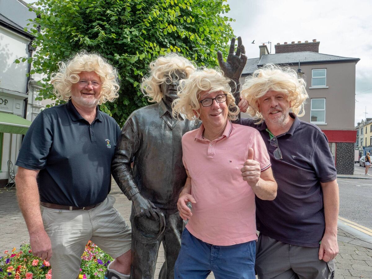 Beside the Statue of John B Keane is Eoin (The Bomber) Liston, Billy Keane, and Joe Stack as Listowel gears up for Dolly Day, in aid of The Kerry Hospice and Comfort for Chemo Kerry. Beside the Statue of John B Keane is Eoin (The Bomber) Liston, Billy Keane, and Joe Stack as Listowel gears up for Dolly Day, in aid of The Kerry Hospice and Comfort for Chemo Kerry.