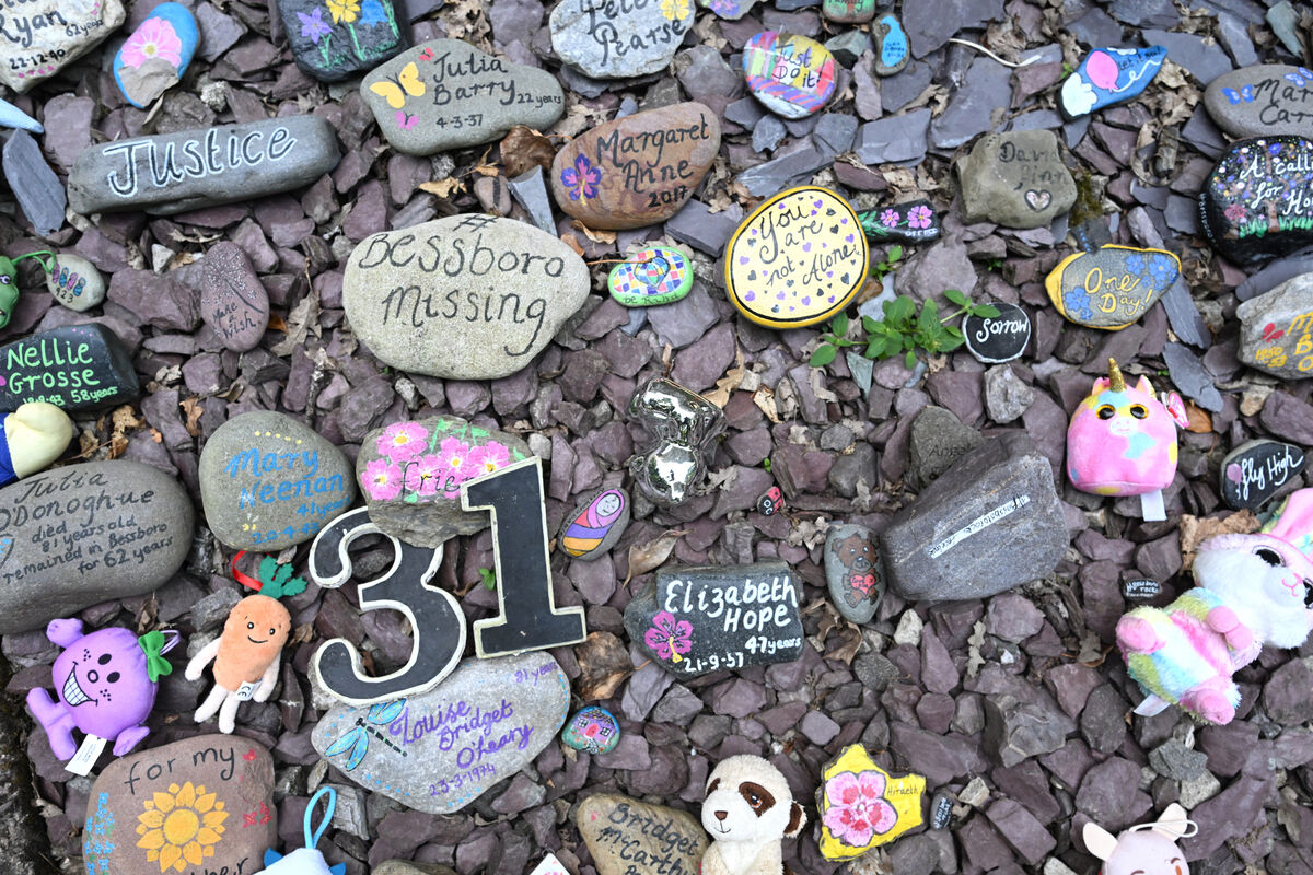 Painted remembrance stones and toys at the 'folly' on the grounds of the former Bessborough mother and baby home. Picture: Larry Cummins Painted remembrance stones and toys at the 'folly' on the grounds of the former Bessborough mother and baby home. Picture: Larry Cummins