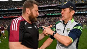 <p>TOGETHER AT LAST: Kerry manager Jack O'Connor and then Galway coach Cian O'Neill after the 2022 All-Ireland SFC final between the counties at Croke Park. Pic: Ramsey Cardy/Sportsfile</p>