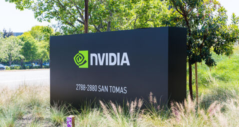 Santa Clara, California, USA - April 26, 2018: NVDIA Corporation, headquarters in Silicon Valley. NVDIA Corporation is an Americ