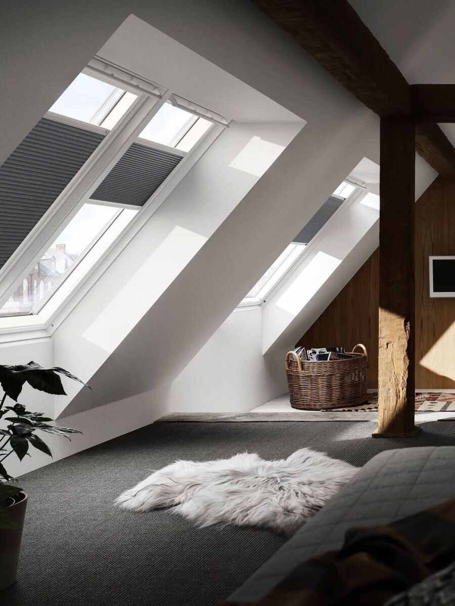 Velux offers a range of light, heat and energy solutions to fit inside or outside roof lights and windows, including these Velux Blackout Energy pleated blinds, from €98 for a small blind. Velux offers a range of light, heat and energy solutions to fit inside or outside roof lights and windows, including these Velux Blackout Energy pleated blinds, from €98 for a small blind.
