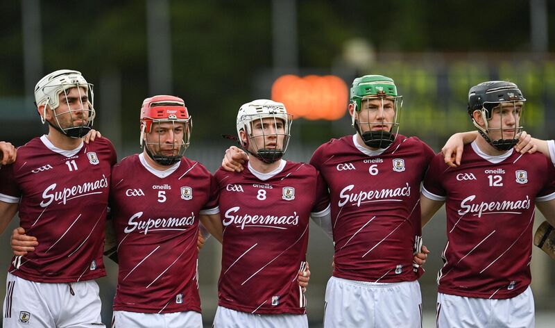 Galway wear helmets during the playing of Amhrán na bhFiann in 2024. Pic: Stephen Marken/Sportsfile Galway wear helmets during the playing of Amhrán na bhFiann in 2024. Pic: Stephen Marken/Sportsfile