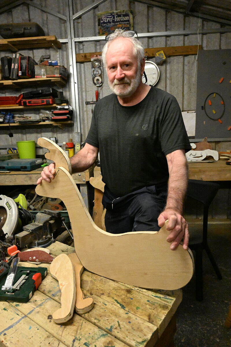 Ger Murphy working on a wooden reindeer in the workshop at Carrigtwohill, Co Cork. Picture: Larry Cummins Ger Murphy working on a wooden reindeer in the workshop at Carrigtwohill, Co Cork. Picture: Larry Cummins