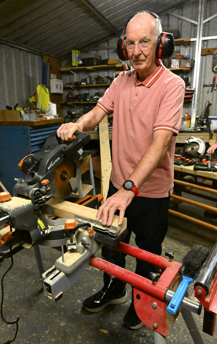 Kevin Guilly cutting wood in the workshop at Carrigtwohill, Co Cork. Picture: Larry Cummins Kevin Guilly cutting wood in the workshop at Carrigtwohill, Co Cork. Picture: Larry Cummins