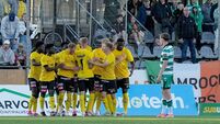KuPS Kuopio players celebrate their side scoring their first goal of the match 27/8/2026