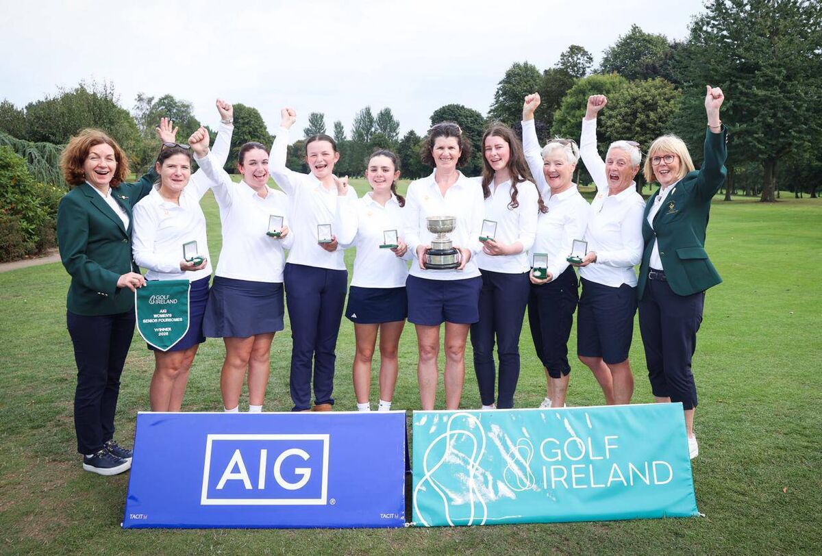 Sligo Women's team celebrate their Senior foursomes title Sligo Women's team celebrate their Senior foursomes title