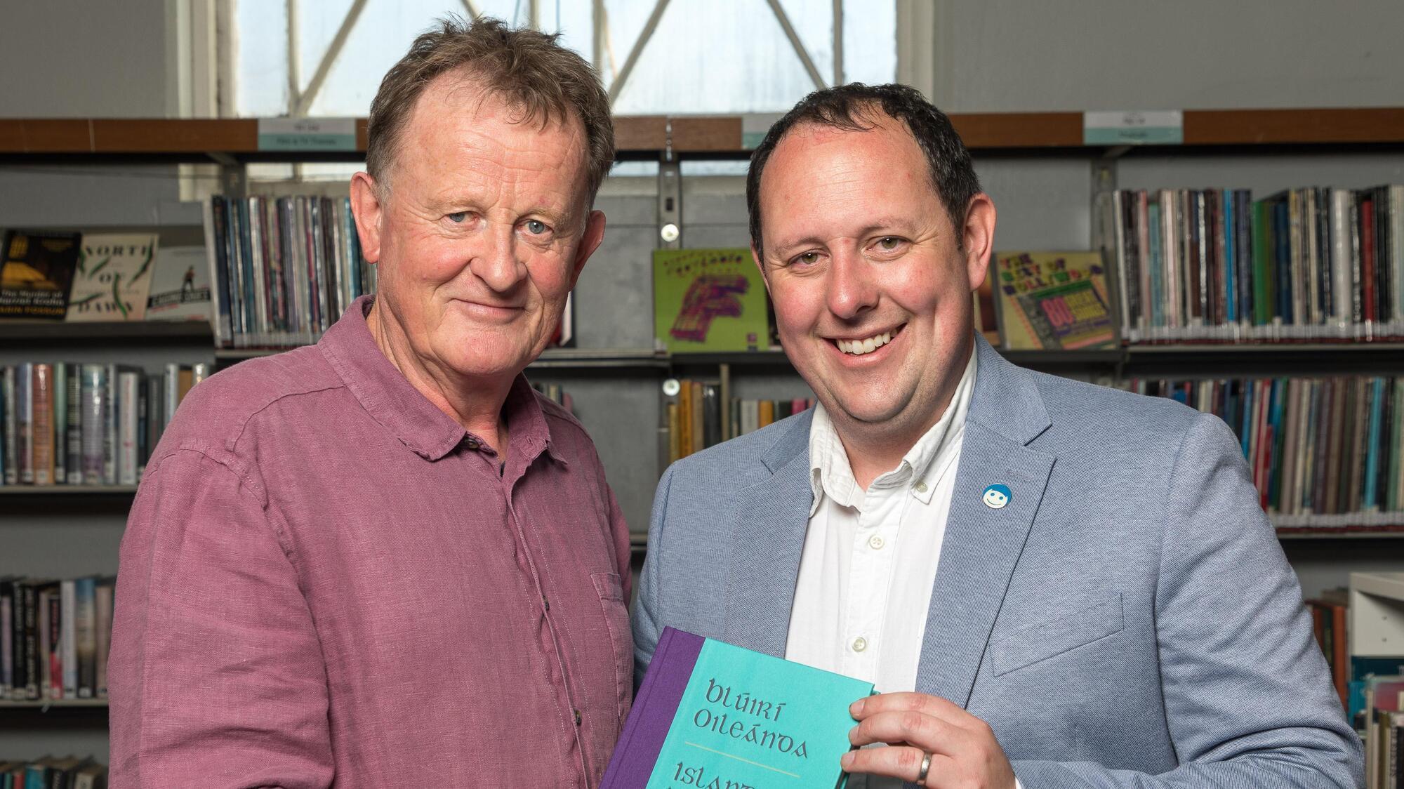  Author Diarmuid Ó Drisceoil with Cllr Peter Horgan at the launch of his new book Island Pieces at the City Library, Cork. Picture: David Creedon