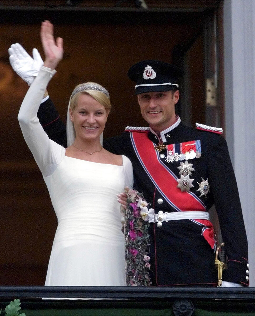 Norway's crown prince Haakon and his bride crown princess Mette-Marit on their wedding day in 2001. File icture: AP Photo/Dave Caulkin Norway's crown prince Haakon and his bride crown princess Mette-Marit on their wedding day in 2001. File icture: AP Photo/Dave Caulkin