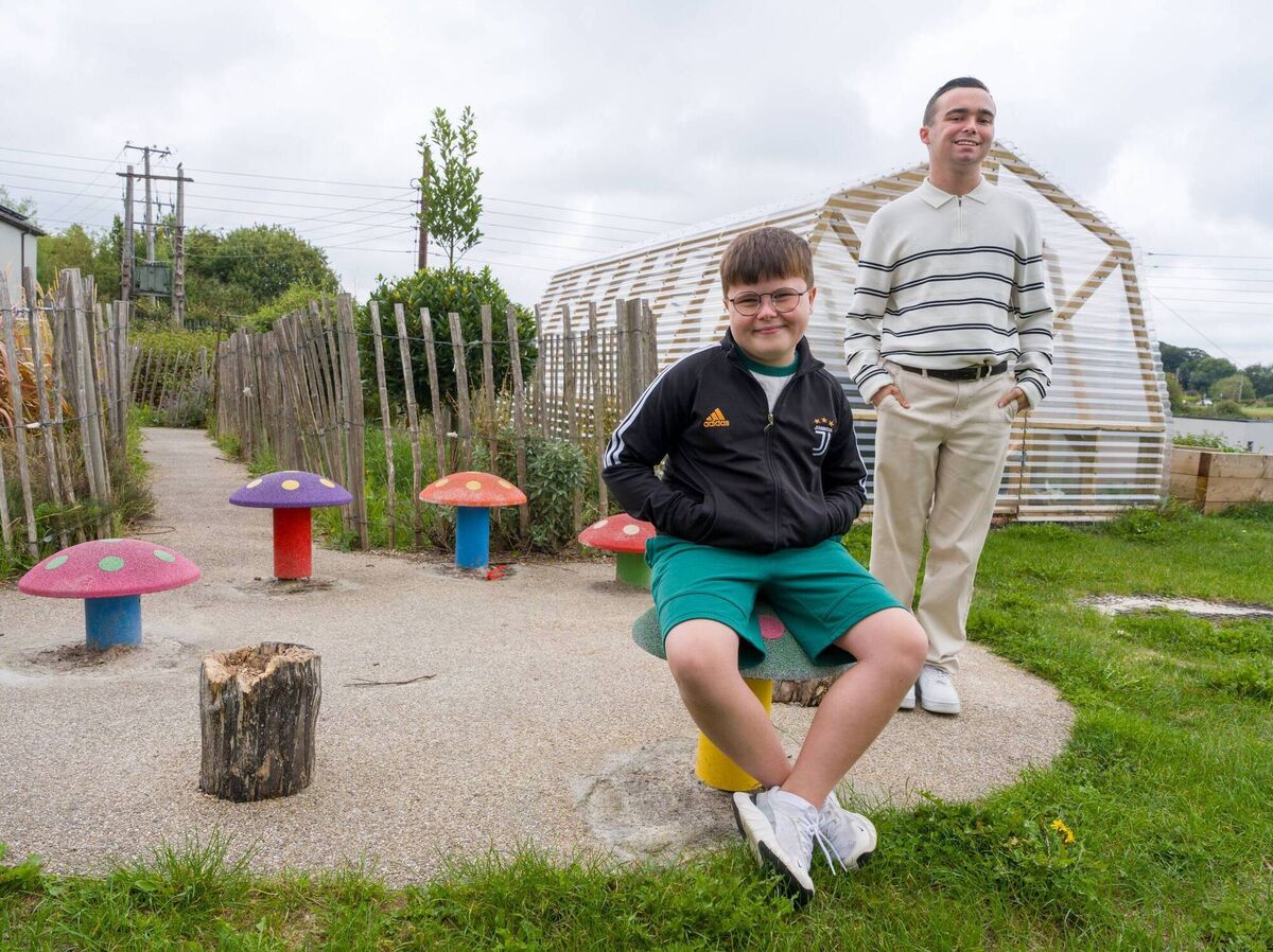 Darragh and Robert spend time in the sensory garden Darragh and Robert spend time in the sensory garden