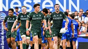 <p>Mack Hansen of Connacht, right, and teammates. Pic: Bapiste Fernandez/Sportsfile</p> <p>Mack Hansen of Connacht, right, and teammates. Pic: Bapiste Fernandez/Sportsfile</p>