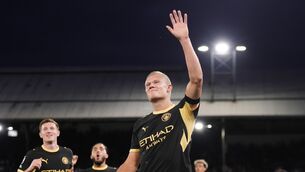 <p>Manchester City's Erling Haaland celebrates scoring his side's first goal. Pic: John Walton/PA Wire.</p> <p>Manchester City's Erling Haaland celebrates scoring his side's first goal. Pic: John Walton/PA Wire.</p>