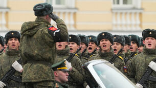 <p>Troops attend a rehearsal for the Victory Day military parade at the Dvortsovaya (Palace) Square in St. Petersburg, Russia, Tuesday, April 28, 2026. (AP Photo/Dmitri Lovetsky)</p> <p>Troops attend a rehearsal for the Victory Day military parade at the Dvortsovaya (Palace) Square in St. Petersburg, Russia, Tuesday, April 28, 2026. (AP Photo/Dmitri Lovetsky)</p>
