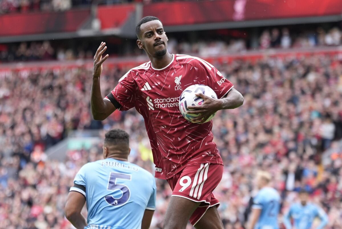 Liverpool's Alexander Isak celebrates. Pic: Peter Byrne/PA Wire.