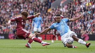 <p>Liverpool's Victor Munoz scores his side's second goal. Pic: Peter Byrne/PA Wire.</p> <p>Liverpool's Victor Munoz scores his side's second goal. Pic: Peter Byrne/PA Wire.</p>