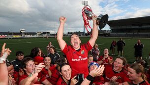 <p>Munster’s Maeve Óg O'Leary lifts the Vodafone Women's Interprovincial Championship trophy. Pic: Ryan Byrne/Inpho</p> <p>Munster’s Maeve Óg O'Leary lifts the Vodafone Women's Interprovincial Championship trophy. Pic: Ryan Byrne/Inpho</p>