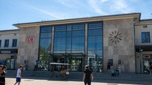 The train station in the city of Rosenheim (Peter Kneffel/dpa via AP)