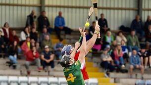 <p>Imokilly’s Cillian O’Callaghan gets to the high ball before Seandún’s Lucas Malone. Pic: Noel Sweeney</p> <p>Imokilly’s Cillian O’Callaghan gets to the high ball before Seandún’s Lucas Malone. Pic: Noel Sweeney</p>