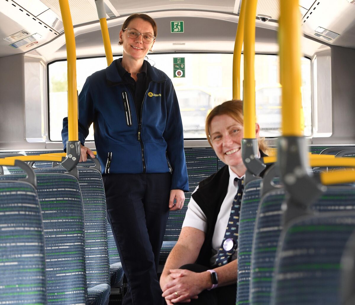 Wendy Ward, left, who has been a bus driver with Dublin Bus for three years, with Tina Ahern, Chief Inspector with Dublin Bus, who was a driver for 20 years. Picture: Moya Nolan Wendy Ward, left, who has been a bus driver with Dublin Bus for three years, with Tina Ahern, Chief Inspector with Dublin Bus, who was a driver for 20 years. Picture: Moya Nolan