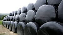 Black plastic wrap cover for cereal bales
