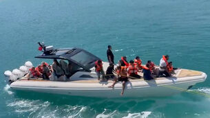 The passenger vessel capsized off the coast of Girne, in the Turkish-occupied northern part of Cyprus (DHA via AP)