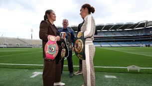 <p>LET'S GET READY TO RUMBLE: Katie Taylor and Flora Pili face off inside Croke Park. Pic: Damien Eagers/PA Wire.</p> <p>LET'S GET READY TO RUMBLE: Katie Taylor and Flora Pili face off inside Croke Park. Pic: Damien Eagers/PA Wire.</p>