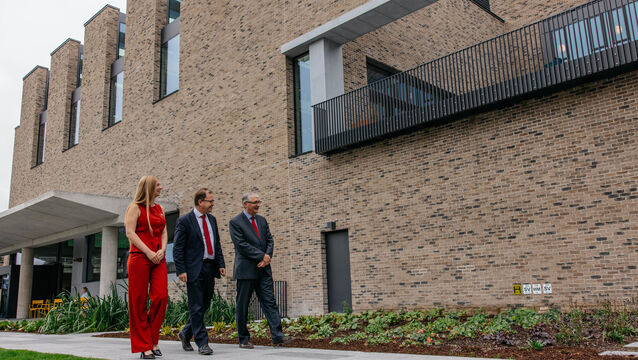 <p>(Left to right) Síofra Foley, UL Student Life president, minister for Further and Higher Education, Research, Innovation and Science, James Lawless, and Professor Shane Kilcommins at the opening of University of Limerick's €34m Student Centre in October last year. The cost overruns on the new student centre prompted an internal audit review which echoes the most recent review. Picture: Sean Curtin True Media.</p>