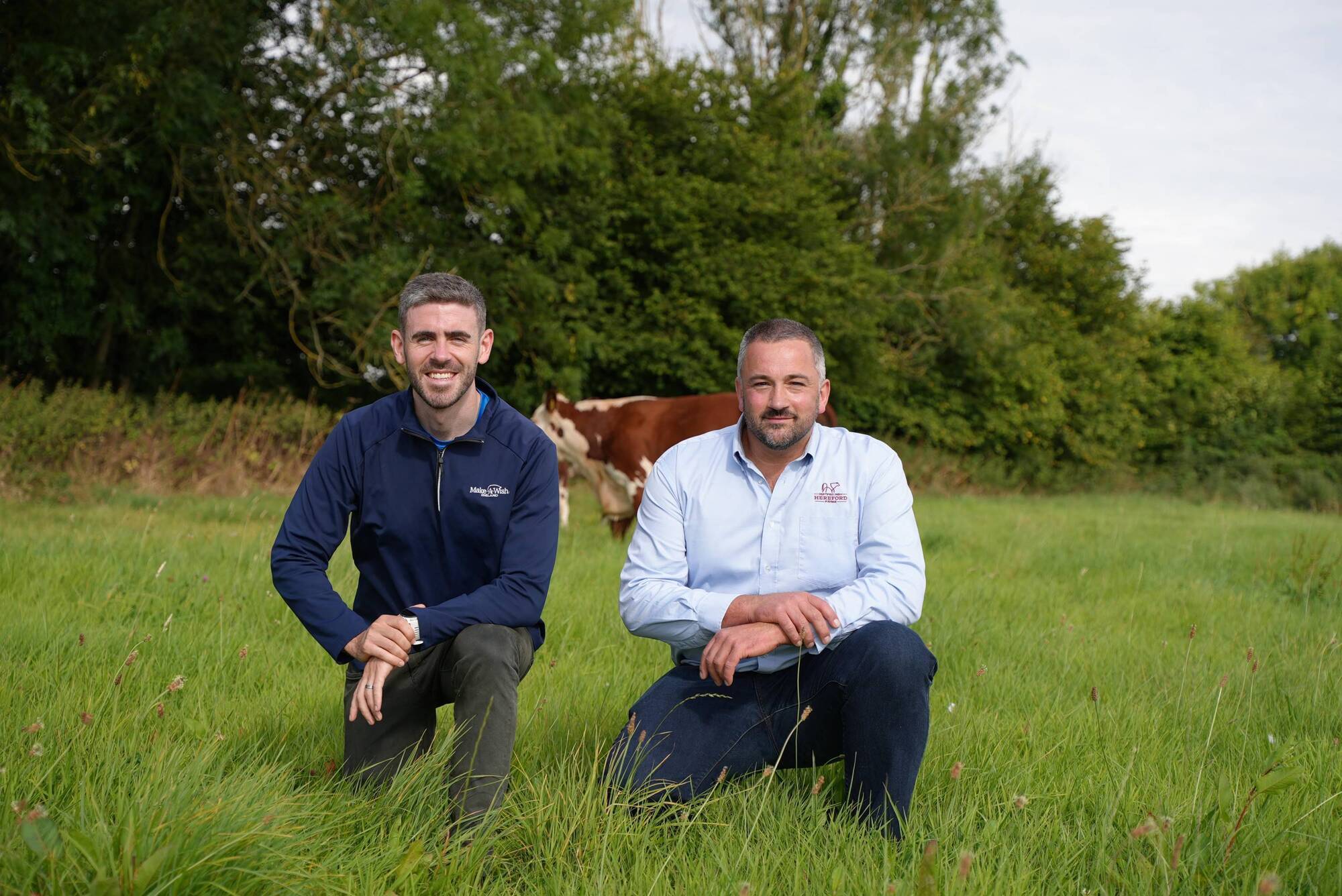 Conor Stone from Make A Wish and Tennyson Egar of Irish Hereford Prime launching the breed's annual charity photo competition, which is this year in aid of Make A Wish.