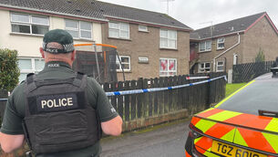 <p>Police at the scene of the incident in the Lisnahull Road area of Dungannon. Picture: Zoe Linkson.</p>
